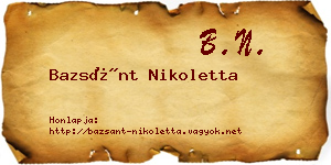 Bazsánt Nikoletta névjegykártya