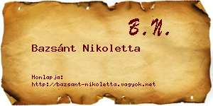 Bazsánt Nikoletta névjegykártya